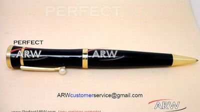 Perfect Replica Montblanc Special White Jewelry Gold Clip Black And Gold Ballpoint Pen